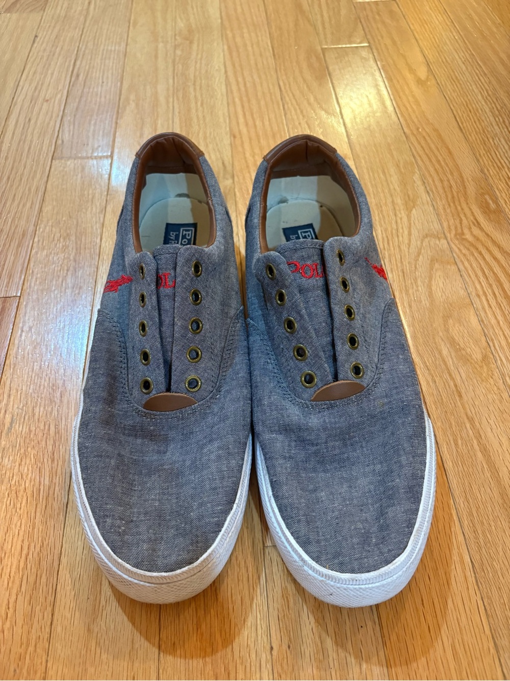 POLO RALPH LAUREN VITO Gray Red Brown Leather Uppers  Shoes Sneakers Men’s 11.5D